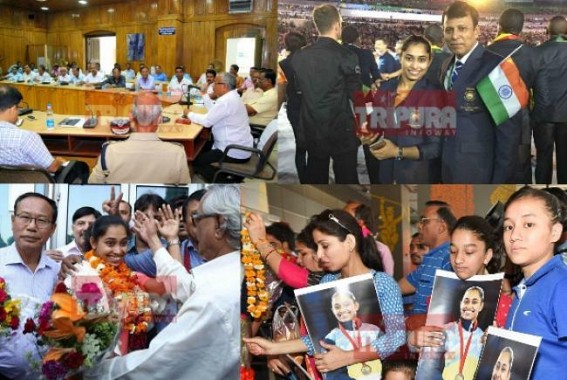Nation-wide scrimmage for Olympic returned Dipa : Tripura CPI-M party to lift Dipa directly from Agartala Airport to Astabol-Field after her long tired journey